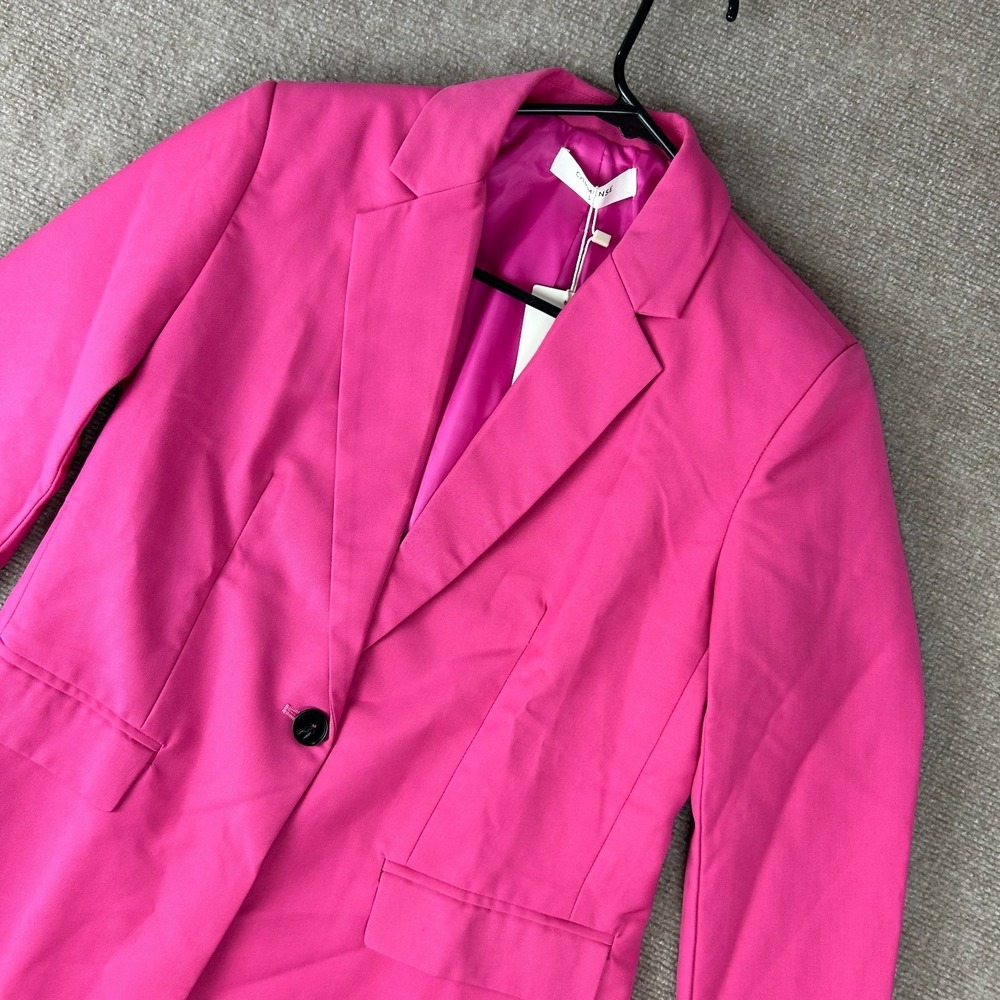 Commense Blazer Jacket Womens S Pink Single Breasted Notch Lapel Formal Business